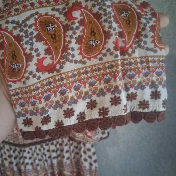 Long Sleeve Shorts Style Romper Boho Bohemian Paisley Fall Lov Posh Medium - Picture 2 of 8
